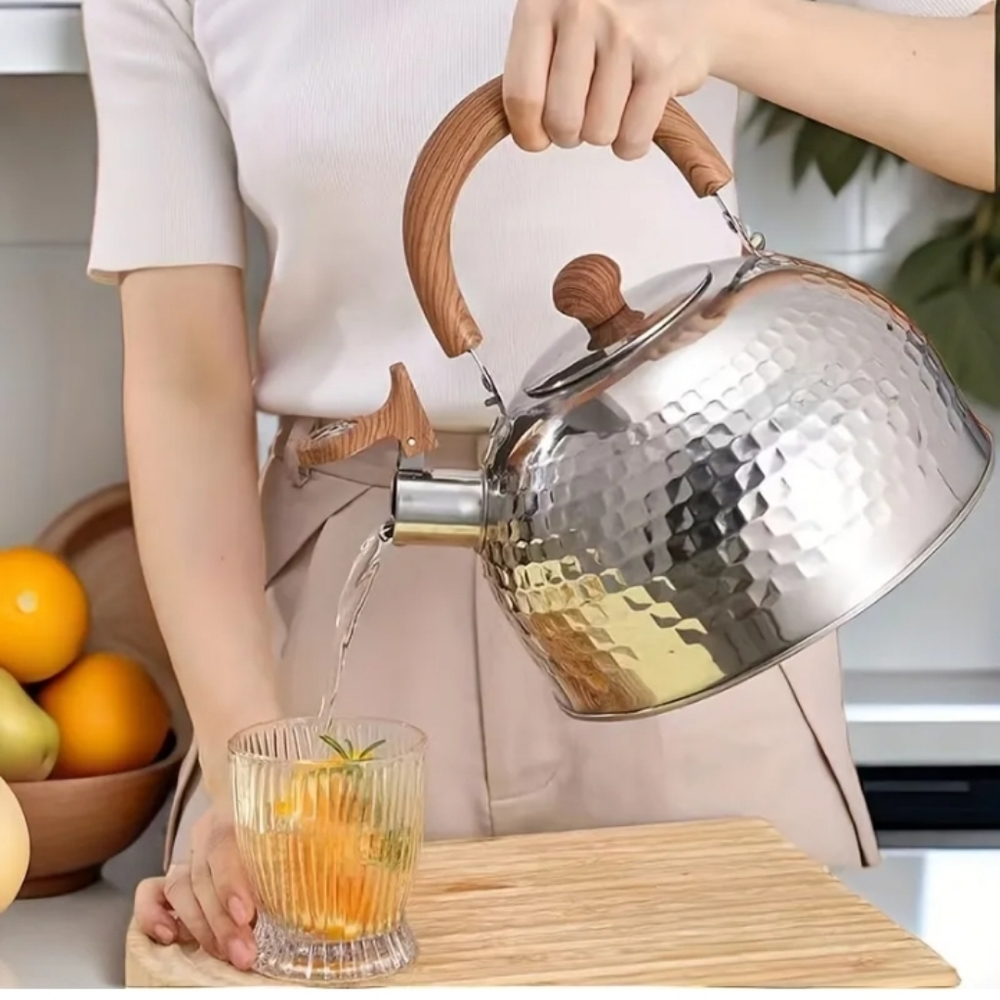 New! Stainless Steel Teapot with Wooden Handle - Picture 3 of 3